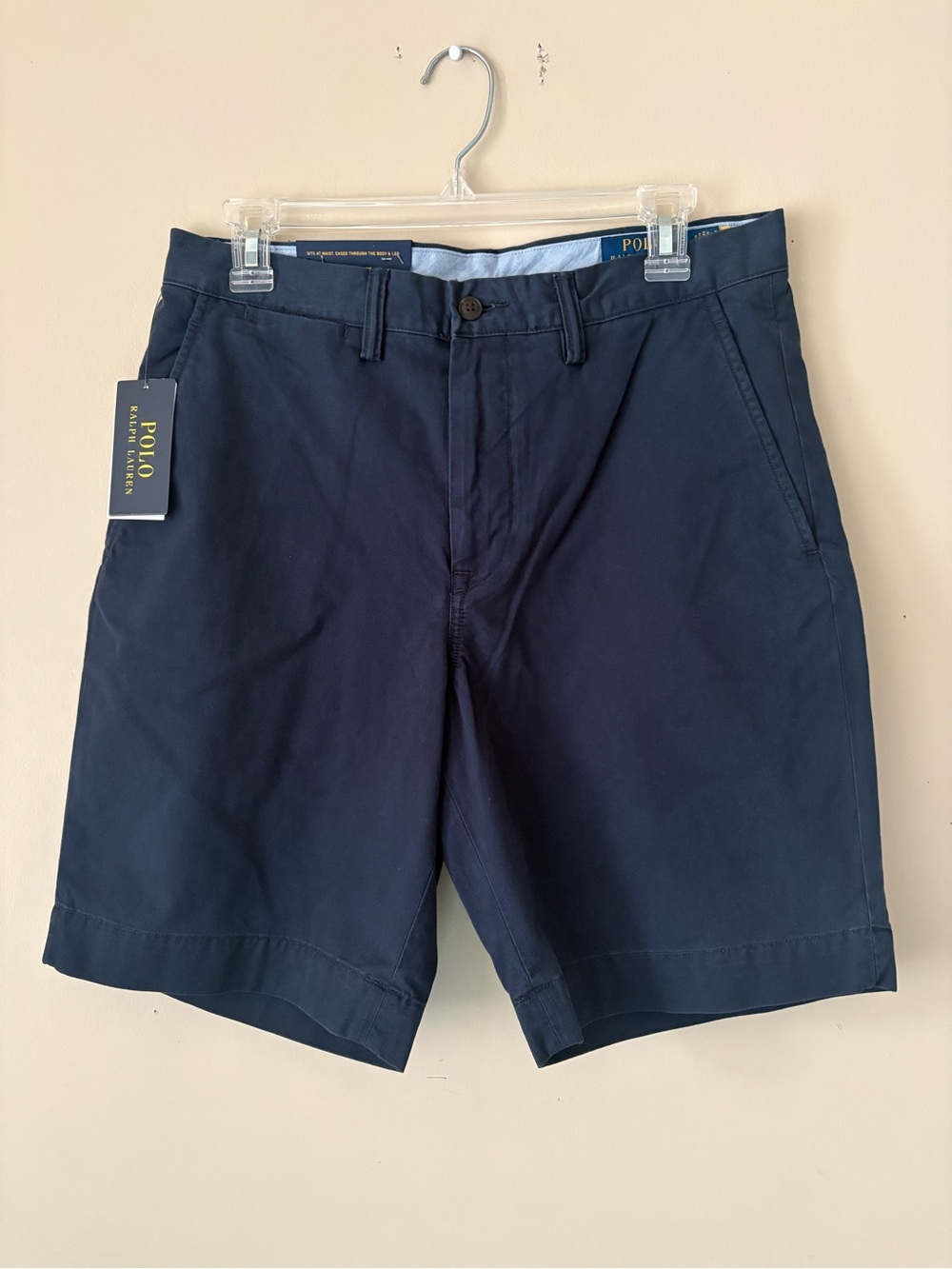 Polo by Ralph Lauren Men's Navy Flat-Front Chino Shorts Sz.30 New